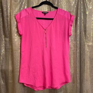 Express bright neon pink satiny blouse, size S